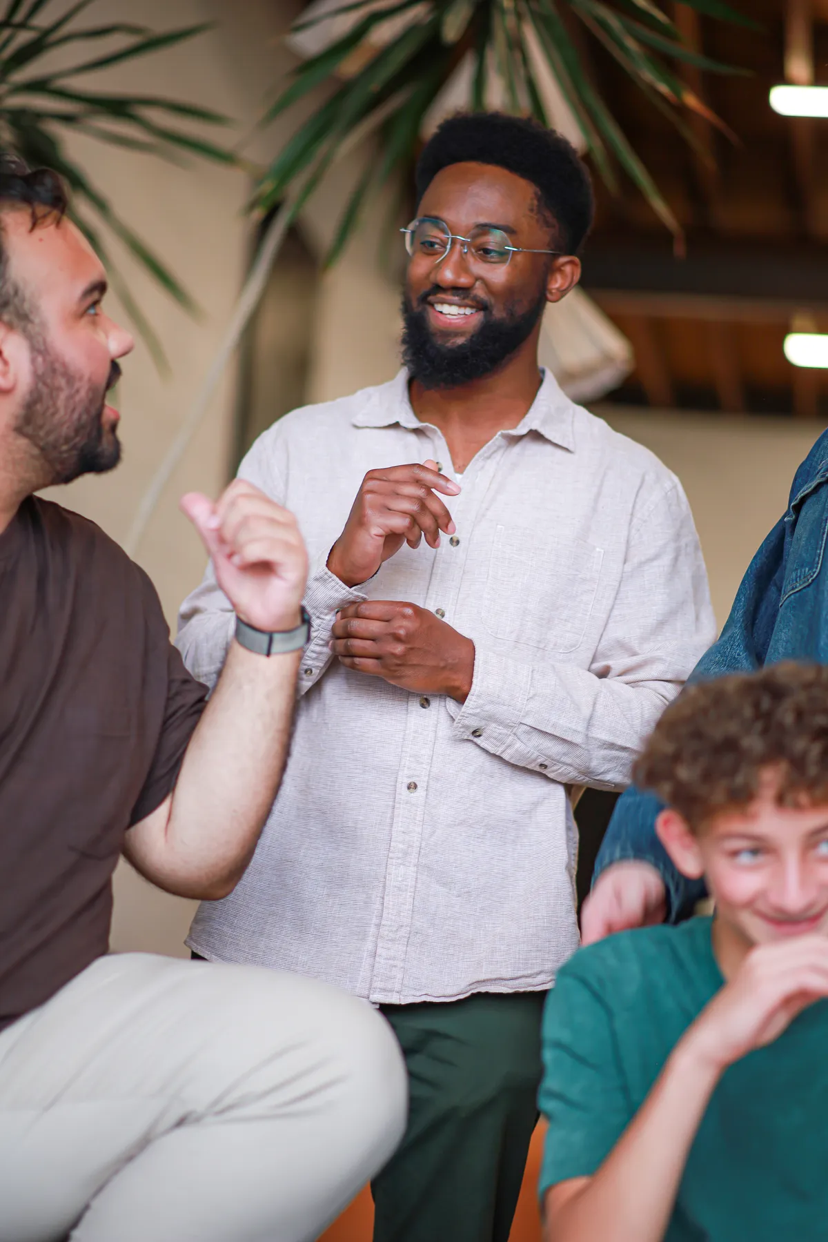 Friends laughing together
